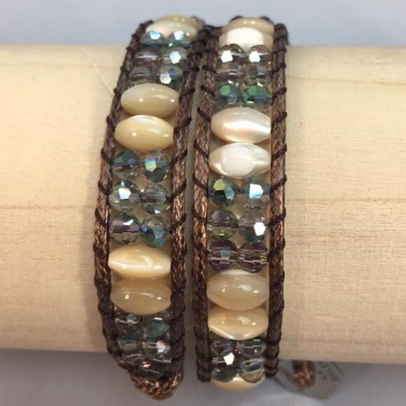 NEW Katie Soleil brown teal sparkle Wrap Bracelet - Picture 2 of 6